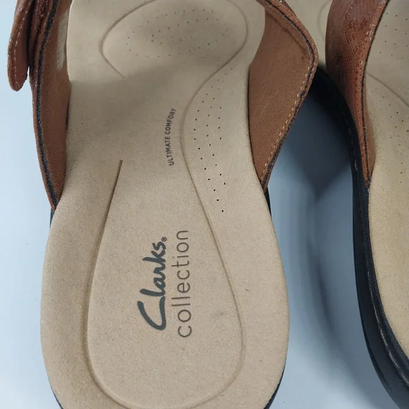 Clarks Collection Laurieann Rae Women SZ 12 Wide Brown Ultimate Comfort Sandals - Picture 7 of 16